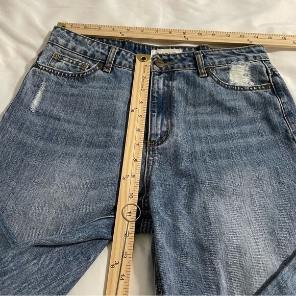EVIDNT High Rise Cropped Jeans with Rips Blue Size 27 - Picture 5 of 8